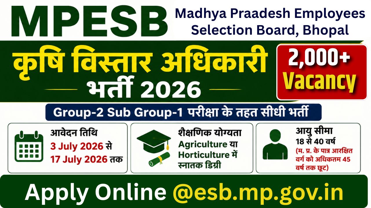 MPESB Agriculture Extension Officer Recruitment 2026