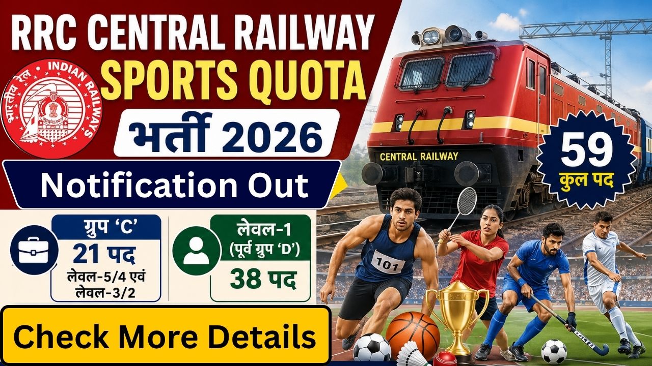 RRC Central Railway Sports Quota Recruitment 2026