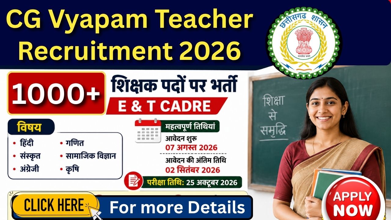CG Vyapam Teacher Recruitment 2026