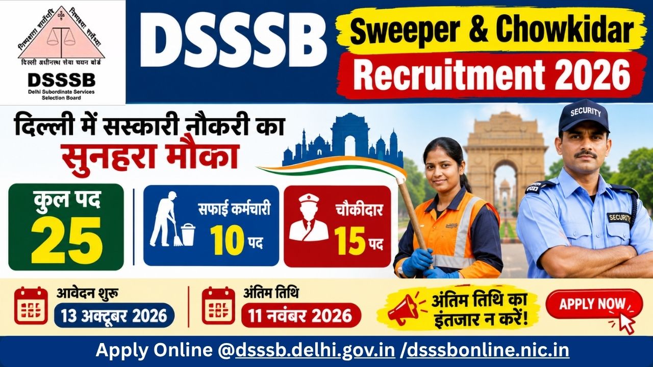 DSSSB Sweeper & Chowkidar Recruitment 2026